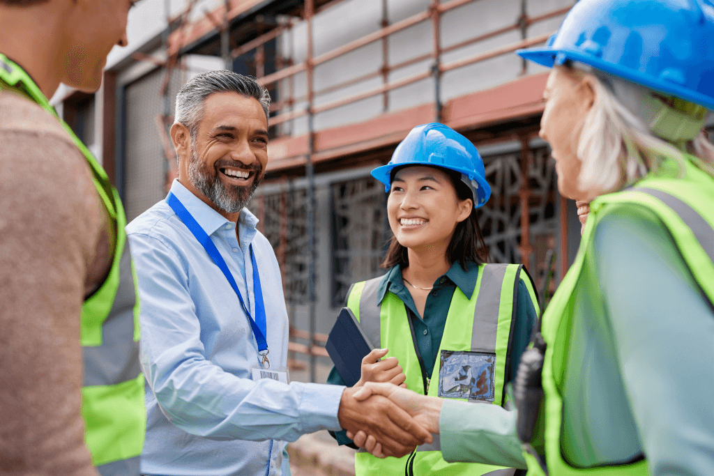 Corporate partners in a handshake